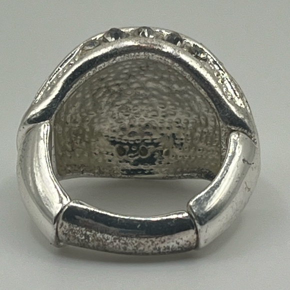 Silver Crystal Dome Statement Ring – Adjustable Size 7-9 - Picture 4 of 4